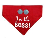 For The Fur Kids I'm The Boss Dog Bandana/Dog Scarf (Red)