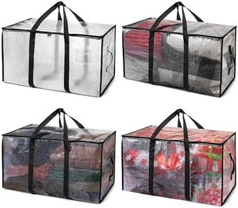 ClearSpace Heavy Duty Moving Bags or Storage Bags – Clear Storage Bins with Lids, Large Moving Boxes with Backpack Straps & Zippers – Packing Bags & Moving Supplies for College Dorm, 4 Pack