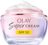 Olay Super Cream with Sunscreen SPF 30, 1.7 oz, Ultra Lightweight Face Moisturizer - Vitamin C & E, Hyaluronic Acid, Niacinamide, Collagen Peptide - Hydrate, Smooth, Brighten, Firm, and Protect