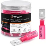 150 PCS Wirefy Male Spade Connectors - Heat Shrink Spade Connector Kit - Quick Disconnect Wire Connectors - Electrical Spade Terminals - Red 22-16 Gauge