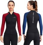 Joysummer Wetsuit Top for Women - 1.5mm Neoprene & Lycra Shirt Wetsuit Jacket Long Sleeves Diving Suit for Adults Youth Surfing Diving Swimming Watersport, L