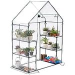 Bramble - Walk In Compact Greenhouse, 6 Tier Shelves with Easy No Tool Assembly Frames and Clear PVC Covers for Small Garden Growing Plants - H195cm x W143cm x D73cm