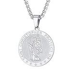 PROSTEEL St Christopher Pendant for Men with Chain Traveller's Prayer Gift