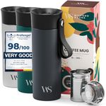 Travel Mug Coffee Cup Thermal with Carrying Strap & Tea Infuser | Leakproof, BPA Free, 360ml | To Go Coffee Mug + Tea Drinking Cup, Double-Walled Vacuum Insulated Stainless Steel Flask Hot Cold Drinks