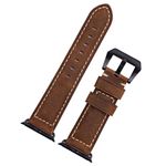 Smart Watch Leather Band,Slifter Vintage Watch Replacement Strap for Men Women,Matte Brown Black Adapter-42mm