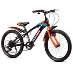 Kidsmate Stario Bike 20T 7 Speed Kids Cycle | Frame Size 12 Inch | Gear Bicycle for Boys & Girls of Ages 7 to 10 Yrs - Black/Orange