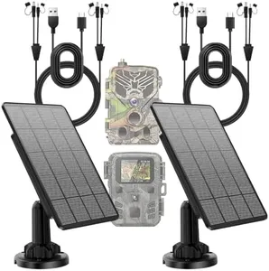 5W Trail Camera Solar Panel, 12V Solar Battery with Built - in 5200mAh Rechargeable Lithium Battery Compatible with Hunting Camera, Continuous Solar Panel for Game Camera