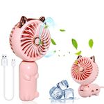 Rofitbest Portable Handheld Fan Mini Fan Kids Fan with Rechargeable Battery and 3 Adjustable Speeds Folding Fan, Personal Pocket Fan Travel Fan for Women Girls Kids (Pink)