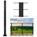 Muzata Level drilled Cable Railing Post 36"x2"x2" Fixed top Level Line Post Top Mount Black Finish Stainless Steel Wood Concrete Level Deck, PS02 BH4S