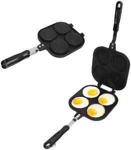 Double Sided Pancake Pan, Aluminum Alloy Non Stick Coating Pan for Fluffy Waffles, Portable High Efficiency Pancake Pan for Outdoor Cooking Camping Picnics