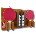 BEEWIBE Wall-Mounted Ping Pong Paddle Storage Rack – Table Tennis Racket Display Stand for Holding 8 Paddles and 12 Balls. Ideal for Pong Ball Storage in Game Rooms, Bar Areas or Office Break Rooms.