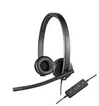 Logitech H570e Wired Headset, Stereo Headphones with Noise-Cancelling Microphone, USB, In-Line Controls with Mute Button, Indicator LED, PC/Mac/Laptop - Black