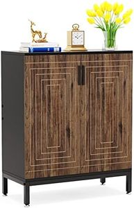 LITTLE TREE Shoe Cabinet with Doors, 20 Pairs Entryway Shoe Storage Cabinet Modern Storage Organizer for Closet, Living Room, Bedroom (Brown/Black)