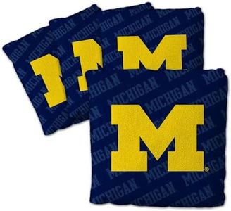 YouTheFan Officially-Licensed NCAA Michigan Wolverines Set of 4 Cornhole Bags - All Weather Regulation 6” x 6” Size - 16oz Weight - Designed in USA