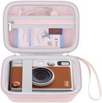 Elonbo Camera Carrying Case Compatible with Fujifilm Instax Mini EVO Instant Camera, Camera Lens Cover Photo Printer Travel Protective Storage Holder,Mesh Pocket Fits Film Charger,Pink+Inside Pink