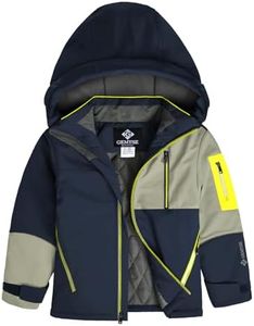 GEMYSE Boys Winter Coat Waterproof Windproof Boys Ski Snow Jacket with Hood Warm Kids Winter Jacket(Baritone Blue,8)