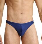 EASEJUICY Mens Swim Thong Sexy Swimwear Bikini Swimsuit Swimming Briefs String Bright Fabric with Drawstring Swim Tanga, Dark Blue, Medium