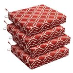 downluxe Outdoor Chair Cushions, Waterproof Square Corner Memory Foam Seat Cushions with Ties for Garden Patio Funiture, 18.5" x 16" x 3", Red Gourd, 4 Pack