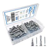 ISPINNER 100pcs Zinc Self-Drilling Drywall/Hollow-Wall Anchors Kit with Screws (2 Sizes)