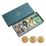 Supvox® Wax Seal Stamp Kit, Wax Seal Kit, Seal Stamp Kit, Wax Seal Stamp with Sealing Wax Beads, Candles, Wax Melting Spoon, Wooden Handle Stamp For Craft, Fine Gift Box