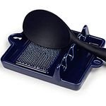 Ceramic Spoon Rests for Counter Stove Top, Grater Plate for Ginger, Garlic, Onion, Cheese, Lemon, Chocolate, Vegetables and Fruits for Kitchen, 7.5 inch Dishwasher Safe, Navy