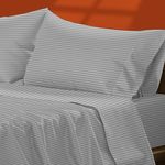 TEXAS LINEN CO. Pure Egyptian Cotton Silver Twin Stripe Sheet Set (Twin Bed Sheets, 600 Thread Count) Bedding Sheets & Pillowcases (3 Pc) – Bed Sheets Twin - Sateen Weave Sheets - 16” Cotton Sheets