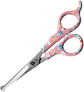 Kenchii Happy Kitty Ball Tip Shears Trimming Scissors for Cats | Pet Grooming Kitten Essentials | Stainless Steel Safety Blunt Tip Scissors | 5.5 In