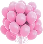 Prextex 75 Pink Party Balloons 12 Inch Pink Balloons with Matching Color Ribbon for Pink Theme Party Decoration, Weddings, Baby Shower, Birthday Parties Supplies or Arch Décor - Helium Quality