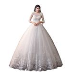 GOWNLINK White Christian Wedding Catholic Wedding Gown Wedding Dress in White Frock Women with Extra Sleeves GLGF051B (XL)