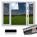 Samheito One Way Window Film Privacy 50 × 200 cm Black Silver Reflective Window Film Anti Glare Self Adhesive Window Film Mirror Window Tint Film UV Blocking Sun Blocker for Home Office