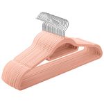 SONGMICS Velvet Hangers, Set of 20 Clothes Coat Hangers, Non-Slip, with Tie Bar and 360° Swivel Hook, Space-Saving, 0.6 cm Thick, 43.5 cm Long, for Dresses Trousers, Light Pink CRF20PK