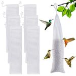 6 Pcs Finch Sock Feeder for Outdoor, Durable Thistle Seed Feeder Sacks with Food Grade Funnels, Wild Bird Food Supply Tools for Garden Yard Wild Finch Feeding (3.9" x 15.7", White)