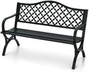 MFSTUDIO 50" Black Outdoor Metal Garden Bench with Arch Legs, Cast Iron Frame Patio Furniture with E-Coating, Perfect for Porch and Yard