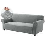 Hafaa High Stretch Sofa Cover 3 Seater Jacquard Spandex Non Slip Grey Sofa Slipcovers Elastic Fit Couch Covers for Living Room Soft Washable Furniture Protector for Pets/Kids/Dogs