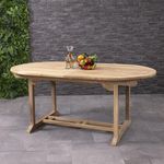 Charles Bentley Solid Wooden Teak Garden Patio Oval 6-8 Seater Extendable Table