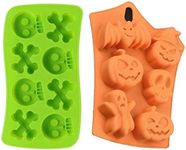 2 Silicone Halloween Soap Molds - Day of the Dead Soaps - Pirate Party Cakes Skulls Crossbones - Pumpkins Ghosts Bats Bath Bombs - Random Colors Bundle by Jolly Jon