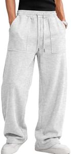 EFAN Mens Wide Leg Sweatpants Baggy Pants with Patch Pockets Light Gray L