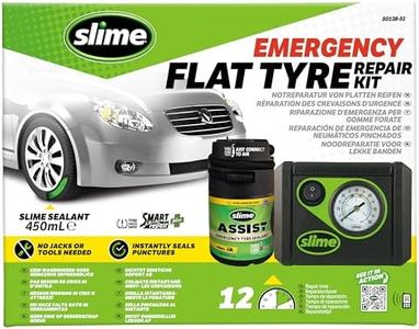 Slime 50138-51 Flat Tyre Puncture Repair, Smart Repair Plus, Emergency Kit for Car Tyres, Includes Sealant and Tyre Inflator Pump, Suitable for Cars and Other Highway Vehicles, 12 Min Fix