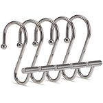 Brushed Nickel Shower Curtain Hooks, Goowin Shower Curtain Hooks, T-Bar Rust Proof Metal Shower Curtain Rings, Decorative Anti-Drop Shower Hooks for Shower Curtain，Shower Rods, Set of 12
