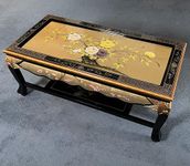 China warehouse direct Chinese Gold Leaf Coffee Table with Shelf, Oriental Furniture