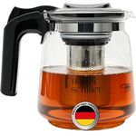 NORDIC SCHILLER Premium Glass Teapot, Heat Resistant Glass Pot with Lid 1500ml Teapot with Strainer Insert Teapot with Stainless Steel Filter Strainer Tea Maker for Loose Leaf Tea, Teapot with infuser