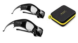 Hi-SHOCK DLP Pro 2X 7G Black Diamond DLP Link 3D Glasses Compatible with DLP Projector Acer, BenQ, Optoma, Viewsonic, Anker, Infocus, NEC, Vivitec, Largo | Includes Dual Case