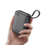 URBN 20000mAh 70W Smallest Rapid Charging Nano Zap Power Bank with Inbuilt USB-C Cable | PD, QC & PPS Compatible | Dual Output Compact Power Bank for Laptop, Smartphone & Tablet