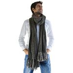 Extra Long Large Men's and Women's Winter Striped Thick Scarf Grey-Fairtrade handwoven in Ecuador(Size: 8 Foot)