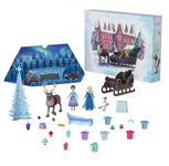 Mattel Disney Frozen Anna & Elsa Small Doll Advent Calendar with 2 Friend Figures, Moldable Sand & 24 Play Pieces, Inspired by Olaf’s Frozen Adventure, HWX20