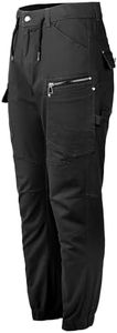 BIG BEE Utility Cotton Cargo Pants Cuffed Work Trousers Stretch Belt Loop Black