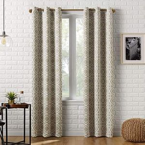 Sun Zero Barnett Trellis Blackout Grommet Curtain Panel, 40" x 95", Taupe