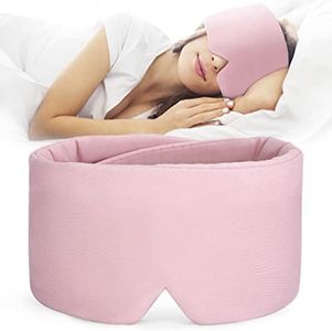 FRESHME Light Blocking Sleep Mask, Handmade Eye Shade Cover, Soft and Breathable Sleep Blindfold for Travel Flight Sleeping, Pink