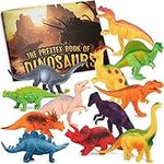 PREXTEX Dinosaur Figures for Kids 3-5+ (12 Plastic Dinosaurs Figurines with Educational Dinosaur Book) Dinosaur Toys Set for Toddlers Learning & Development (Boys & Girls)
