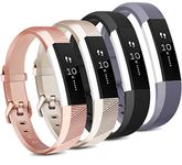 Tobfit 4 Pack Bands Compatible with Fitbit Alta/Alta HR Bands, Soft Sport Silicone Replacement Wristbands for Women Men (Large, Black/Champagne Gold/Rose Gold/Gray)